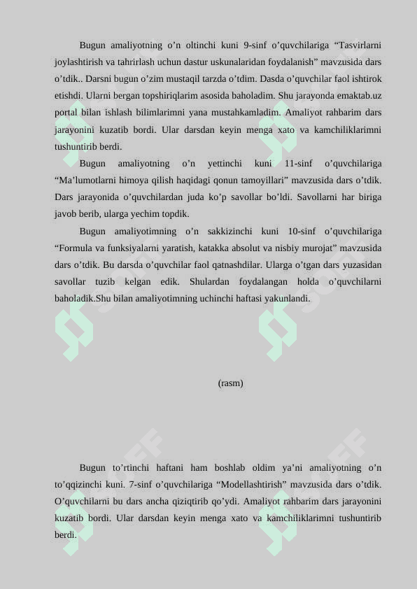 Pedagogik amaliyot hisoboti