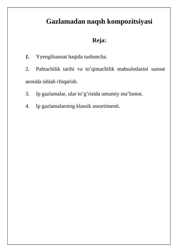 Gazlamadan naqsh kompozitsiyasi