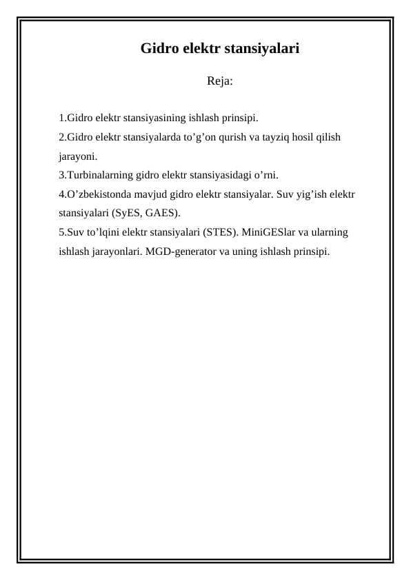 Gidro elektr stansiyalari