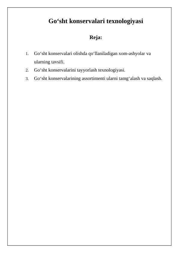 Go‘sht konservalari texnologiyasi