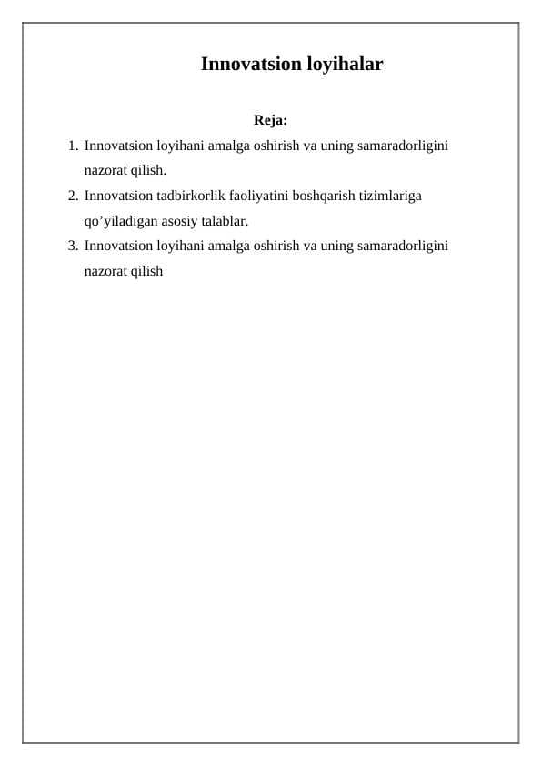 Innovatsion loyihalar