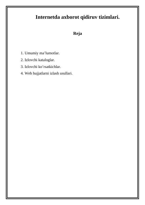 Internetda axborot qidiruv tizimlari.