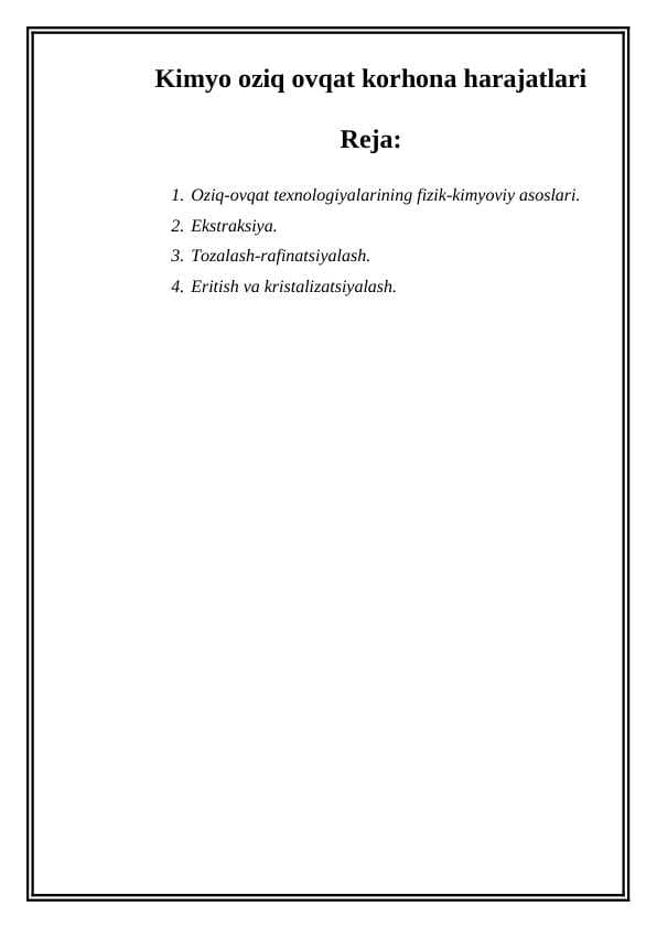 Kimyo oziq ovqat korhona harajatlari