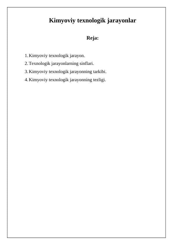 Kimyoviy tехnоlоgik jarayonlar