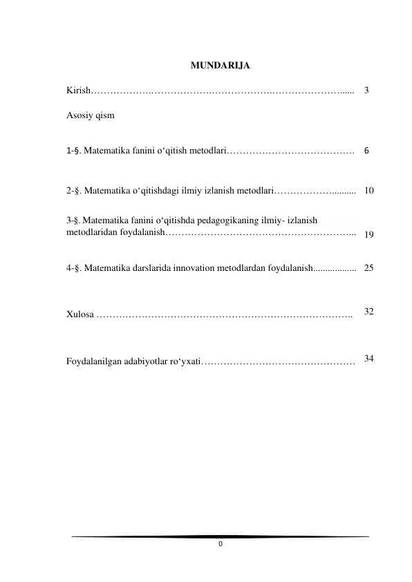 MATEMATIKA FANINI O‘QITISHDA INNOVATSION METODLARDAN FOYDALANISH