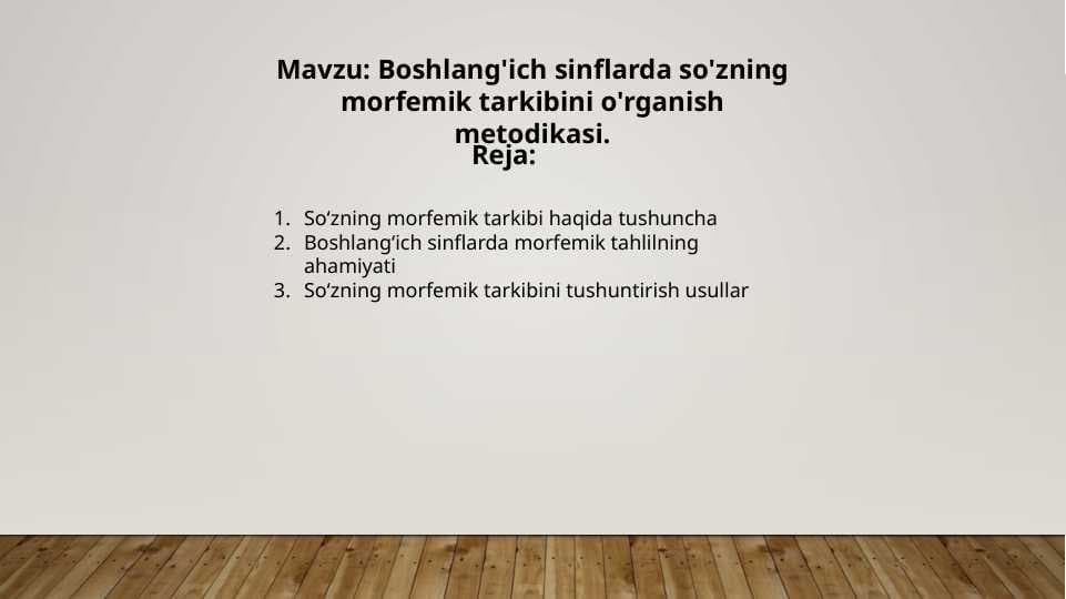 Boshlang'ich sinflarda so'zning morfemik tarkibini o'rganish metodikasi