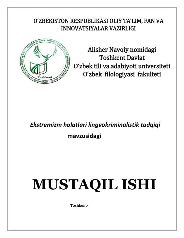 Ekstremizm holatlari lingvokriminalistik tadqiqi