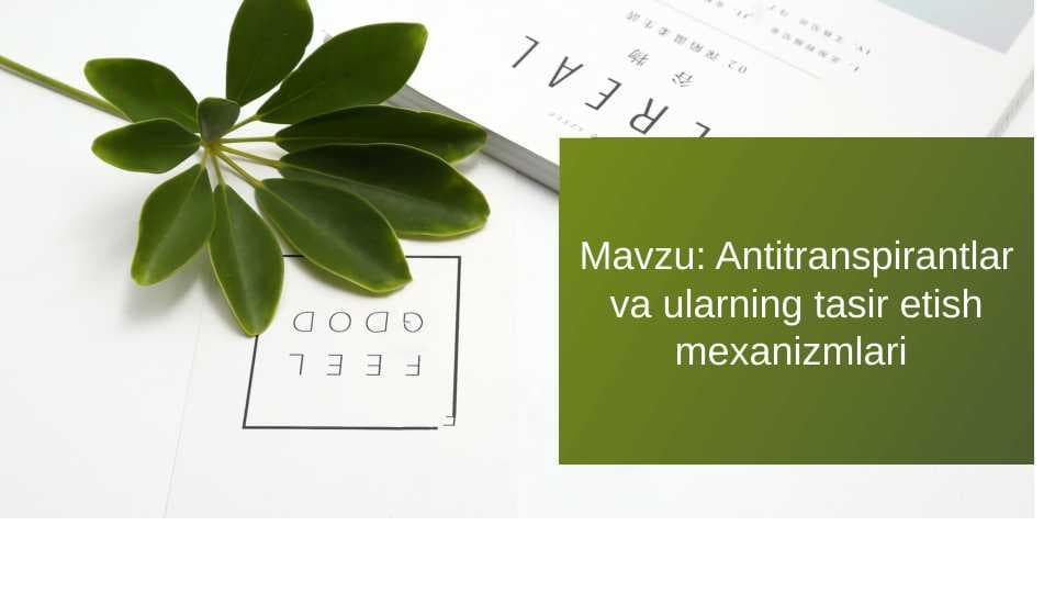 Antitranspirantlar va ularning tasir etish mexanizmlari
