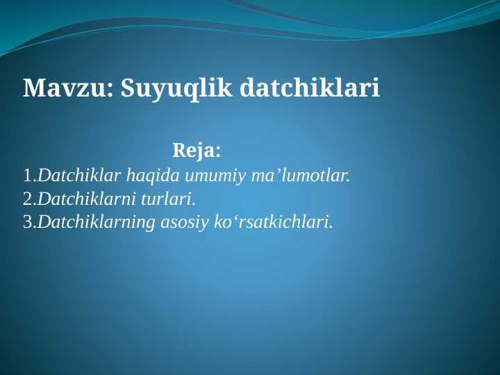 Suyuqlik datchiklari