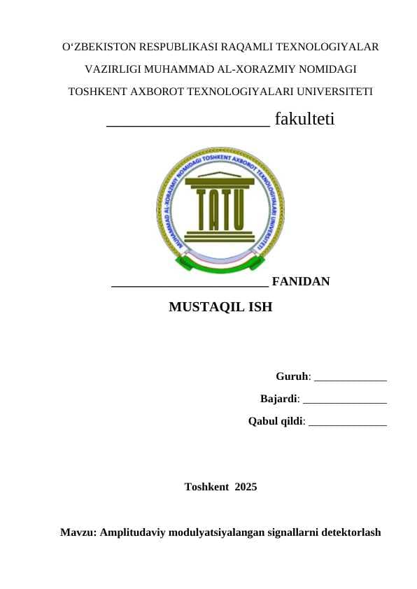Amplitudaviy modulyatsiyalangan signallarni detektorlash