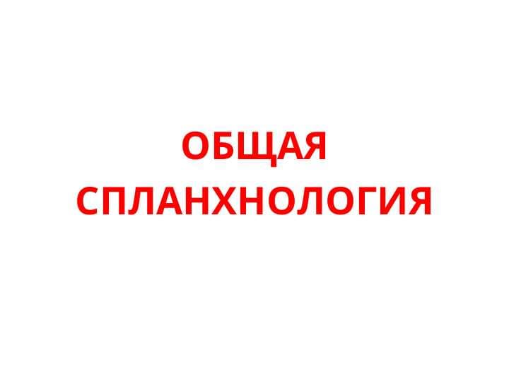 ОБЩАЯ СПЛАНХНОЛОГИЯ