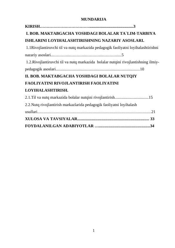 MAKTABGACHA YOSHDAGI BOLALAR TA`LIM-TARBIYA ISHLARINI LOYIHALASHTIRISHNING NAZARIY ASOSLARI