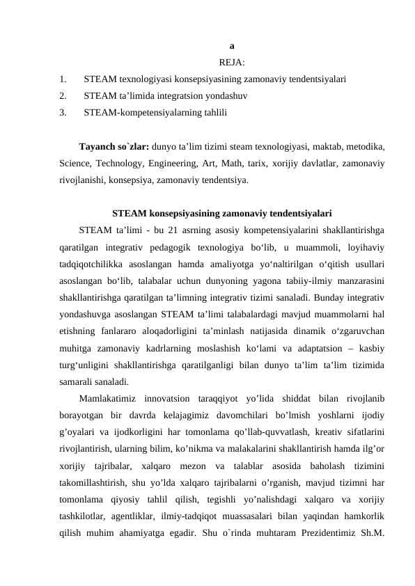 DUNYO TA’LIM TIZIMIDA STEAM KONSEPSIYASI