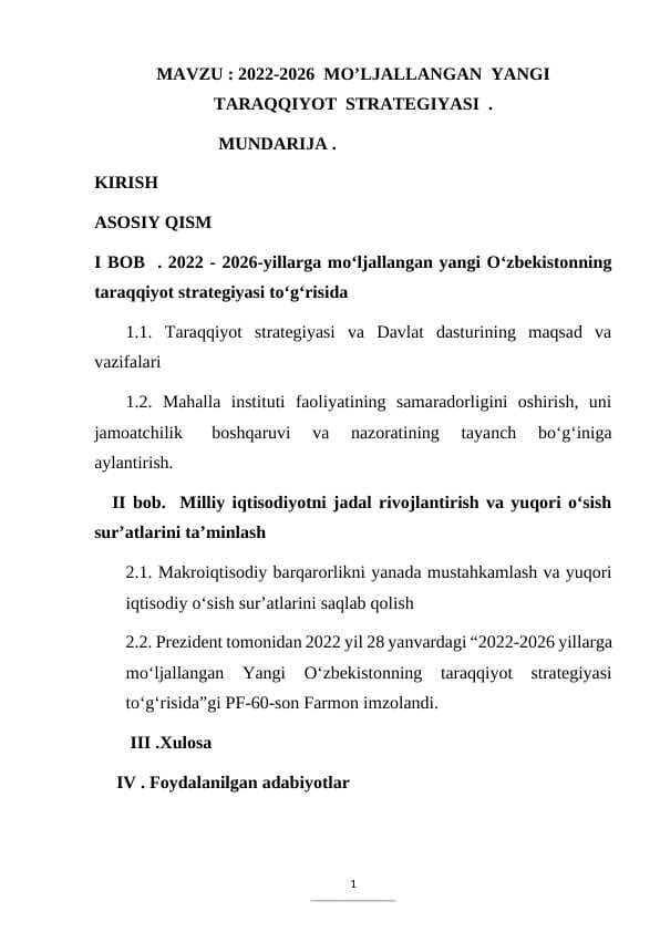 2022-2026  MO’LJALLANGAN  YANGI  TARAQQIYOT  STRATEGIYASI