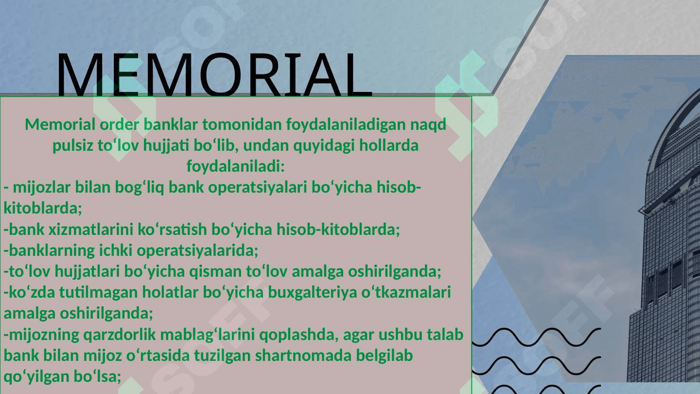 Tijorat banklarining naqd pulsiz hisob-kitob operatsiyalarini tashkil etish