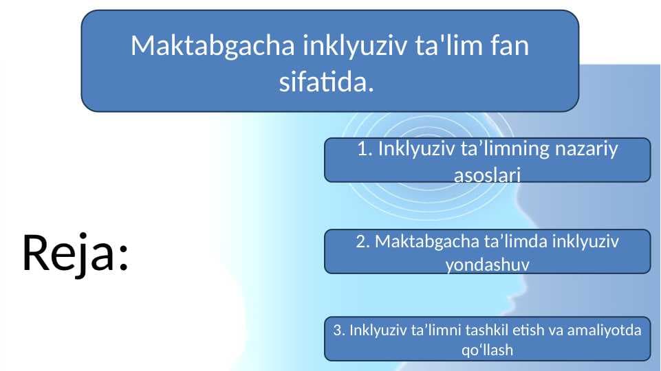 Maktabgacha inklyuziv ta'lim fan sifatida.