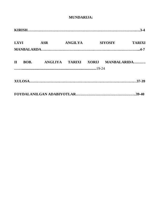 XVI ASR ANGLIYA TARIXI MANBASHUNOSLIGI