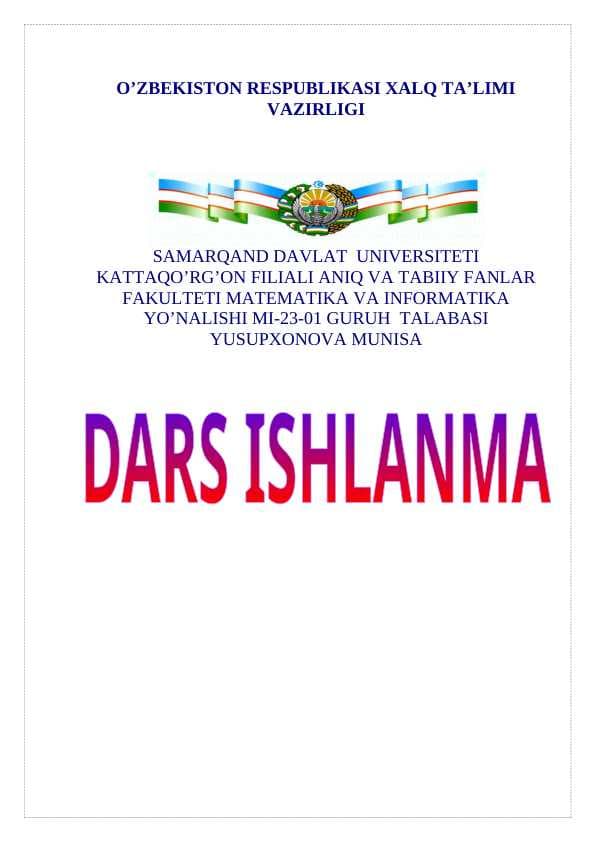 Ikki jism harakatiga doir masalalar uchun dars ishlanman