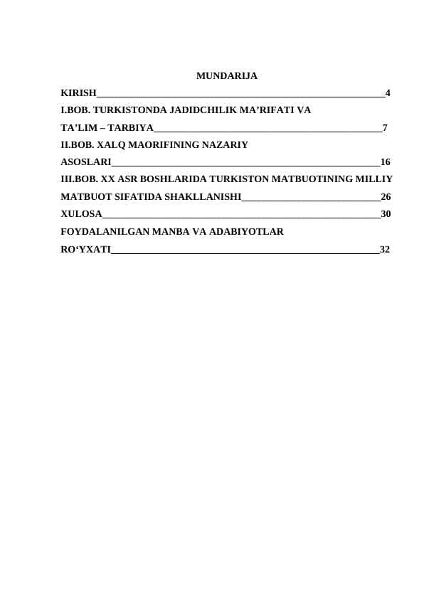 XX asr boshlarida Turkiston oʻlkasida xalq maorifini rivojlanishi