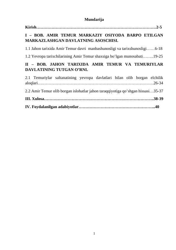 Amir Temur jahon tarixida