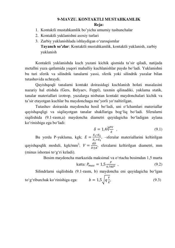 . KONTAKTLI MUSTAHKAMLIK
