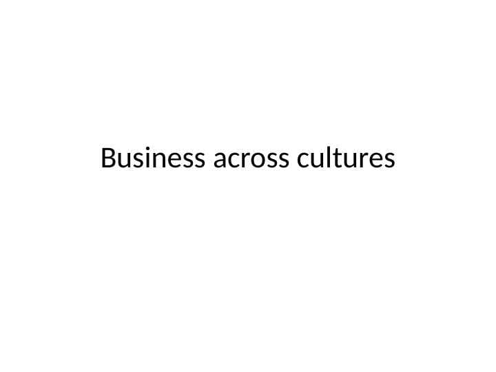 Business across cultures