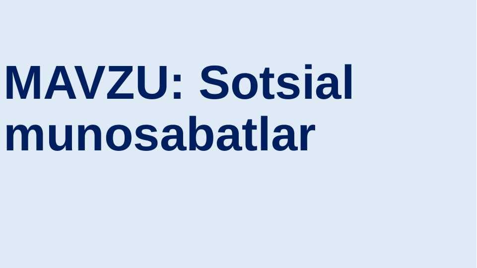 Sotsial munosabatlar