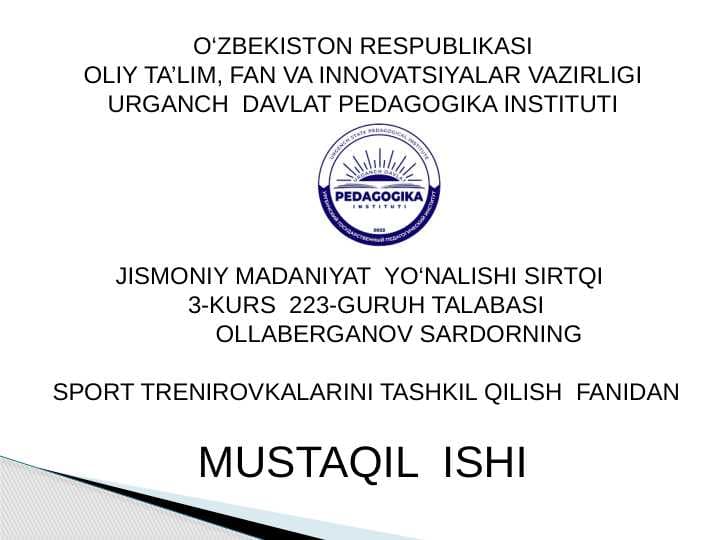 YENGIL ATLETIKA SPORT JIHOZLARIDA MASHQLAR BAJARISH