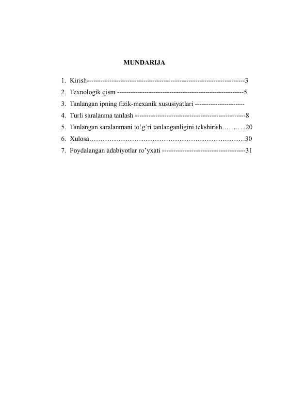 tolaning texnalogik hossalari mavzusida mustaqil ish