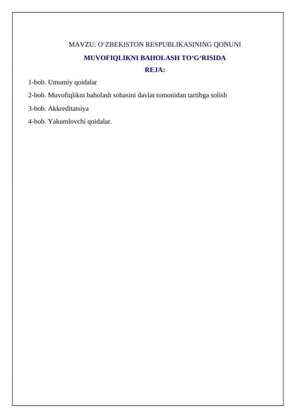 O‘ZBEKISTON RESPUBLIKASINING QONUNI