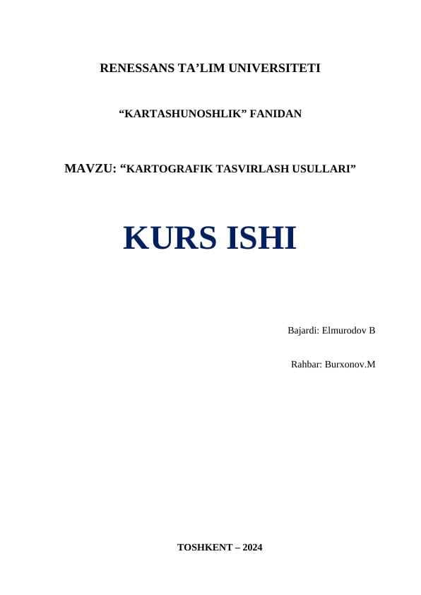 KARTOGRAFIK TASVIRLASH USULLARI