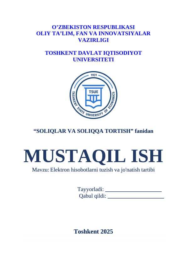 Elektron hisobotlarni tuzish va jo'natish tartibi