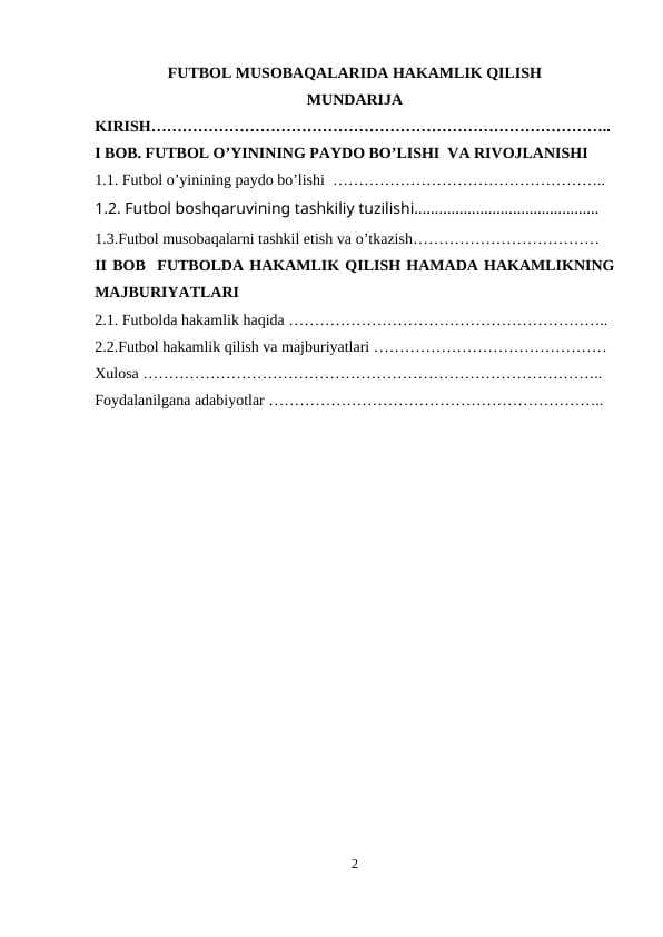 FUTBOL MUSOBAQALARIDA HAKAMLIK QILISH