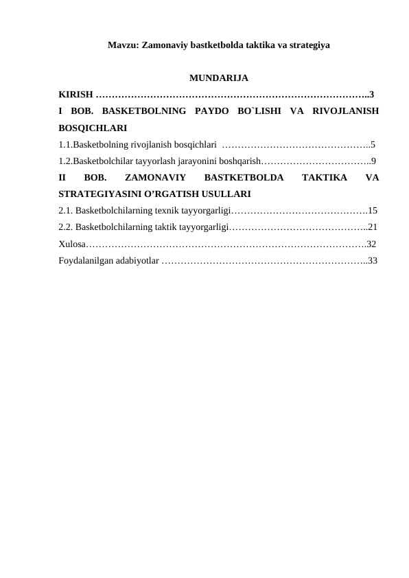 Zamonaviy bastketbolda taktika va strategiya