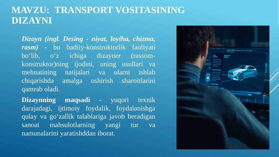 Transport vositasining dizayni