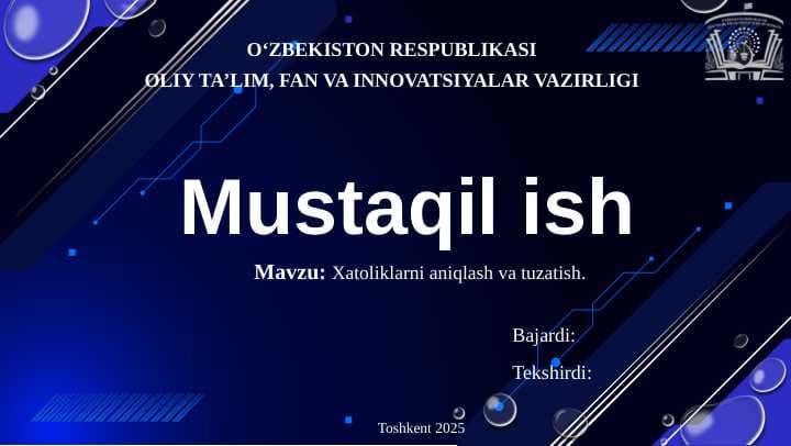 Tizimli dasturlashda xatoliklarni aniqlash va tuzatish metodlari