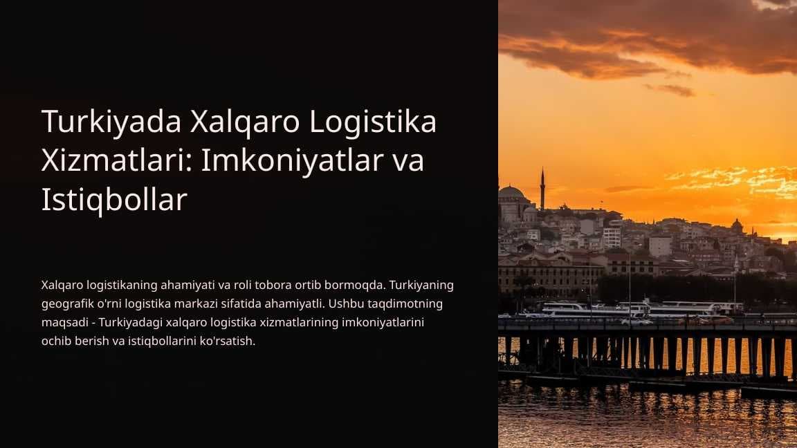 Turkiyada xalqaro logistik xizmatlar