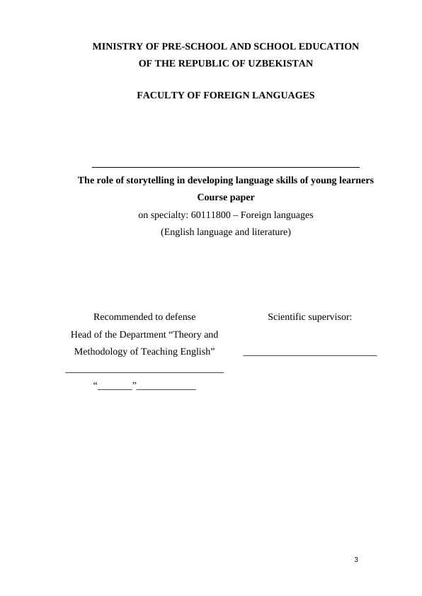 The role of storytelling in developing language skills of young learners
