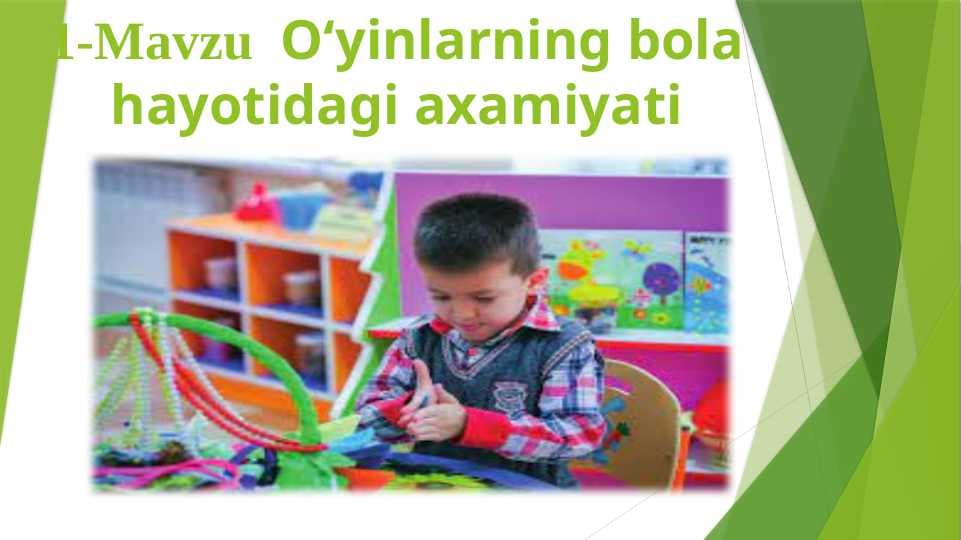 O‘yinlarning bola hayotidagi axamiyati