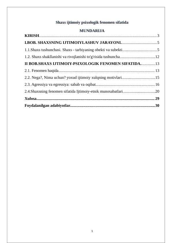 Shaxs ijtimoiy psixologik fenomen sifatida