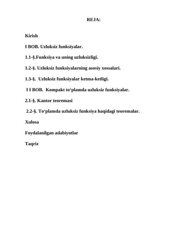 Bir o‘zgaruvchili uzluksiz funksiyalar