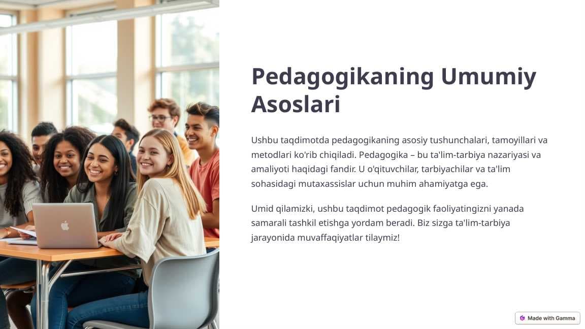 Pedagogikaning Umumiy Asoslari