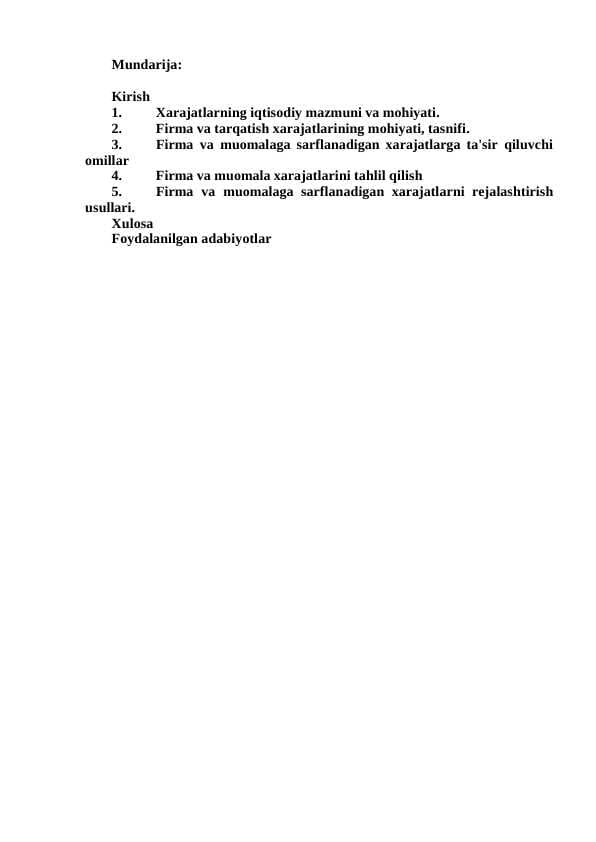 Firma harajatlarining iqtisodiy mohiyati va asosiy tiplari