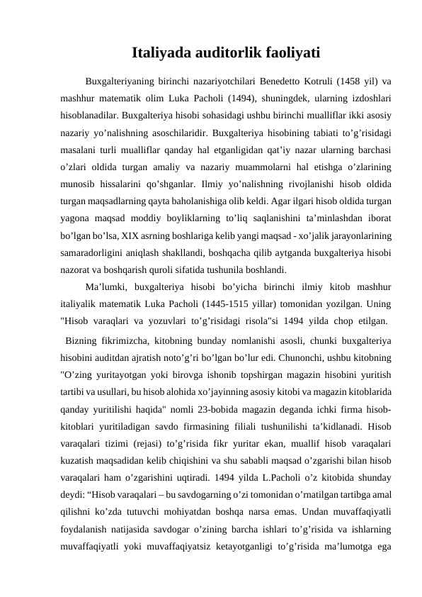 Italiyada auditorlik faoliyati