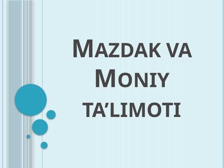 Mazdak va Moniy ta’limoti