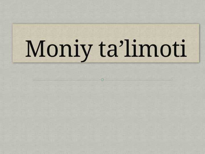 Moniy ta’limoti