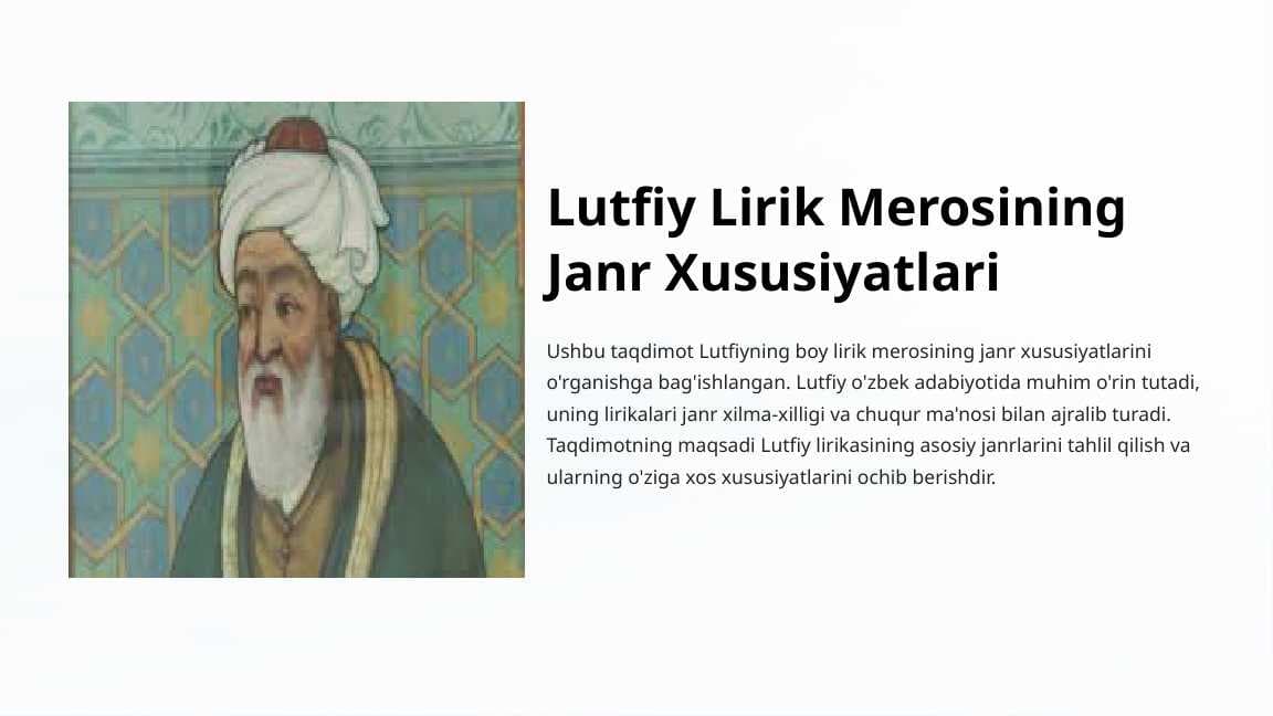 Lutfiy Lirik Merosining Janr Xususiyatlari
