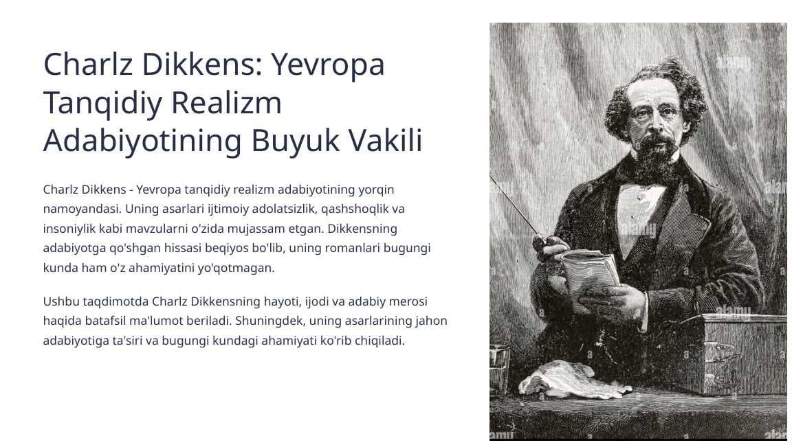 Charlz Dikkens: Yevropa Tanqidiy Realizm Adabiyotining Buyuk Vakili