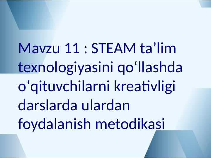 STEAM taʼlim texnologiyasini qoʻllashda oʻqituvchilarni kreativligi darslarda ulardan foydalanish metodikasiSTEAM taʼlim texnologiyasini qoʻllashda oʻqituvchilarni kreativligi darslarda ulardan foydalanish metodikasi