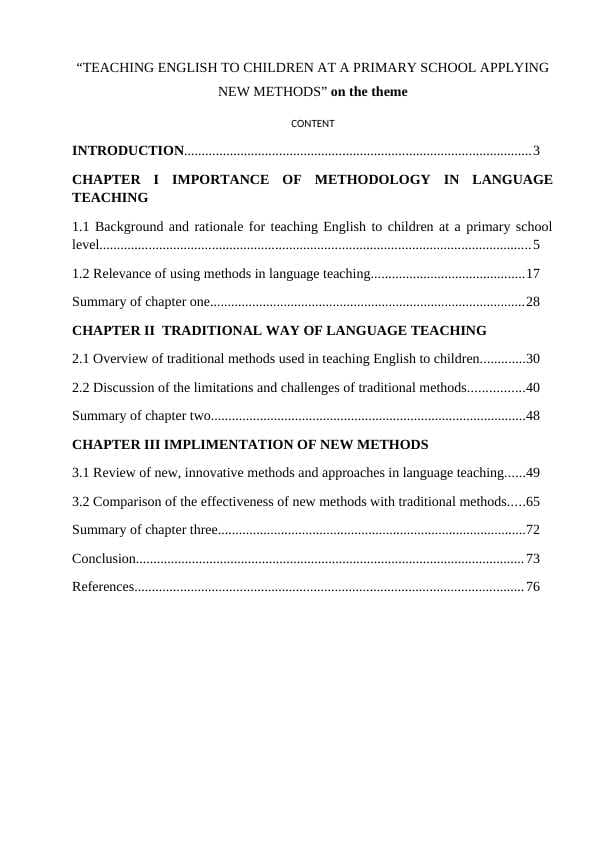 TEACHING ENGLISH TO CHILDREN AT A PRIMARY SCHOOL APPLYING NEW METHODS